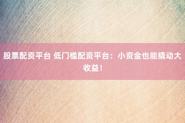 股票配资平台 低门槛配资平台：小资金也能撬动大收益！