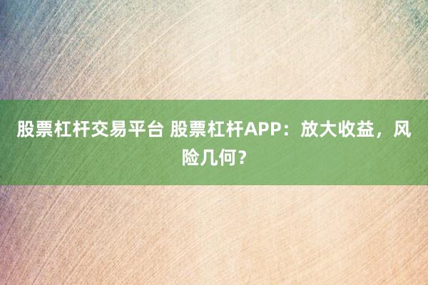 股票杠杆交易平台 股票杠杆APP：放大收益，风险几何？