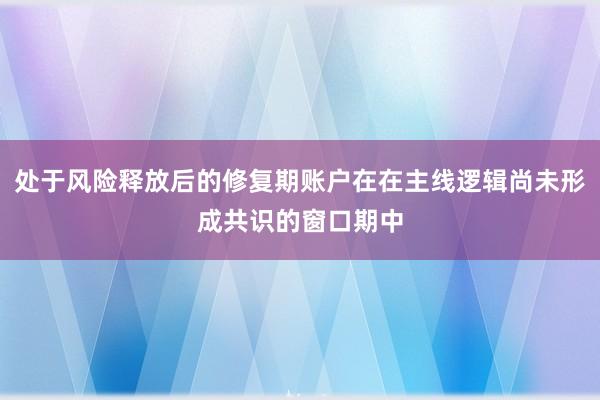 处于风险释放后的修复期账户在在主线逻辑尚未形成共识的窗口期中