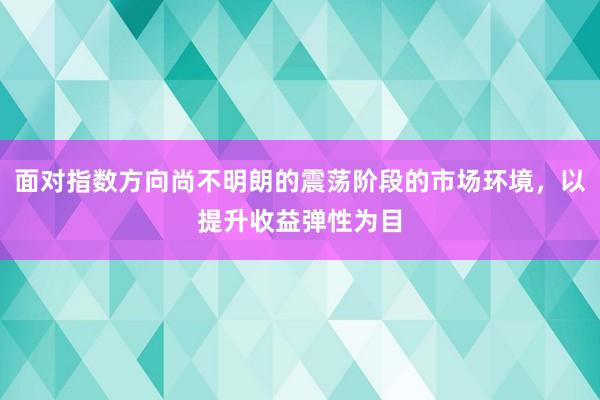 面对指数方向尚不明朗的震荡阶段的市场环境，以提升收益弹性为目