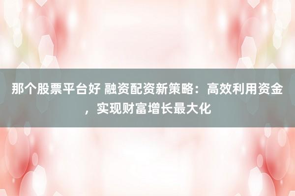 那个股票平台好 融资配资新策略：高效利用资金，实现财富增长最大化
