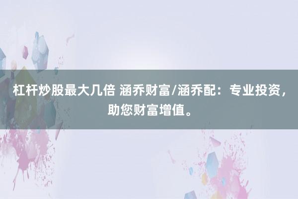 杠杆炒股最大几倍 涵乔财富/涵乔配:专业投资,助您财富增值。