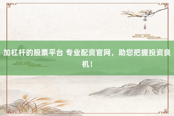 加杠杆的股票平台 专业配资官网，助您把握投资良机！