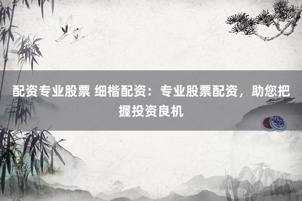 配资专业股票 细楷配资：专业股票配资，助您把握投资良机